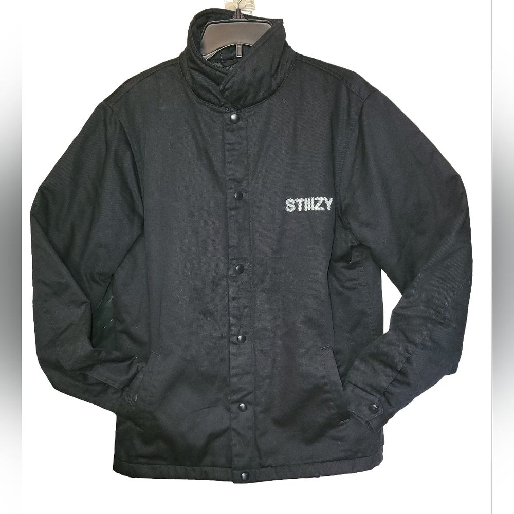 Rare Stiiizy 2017 "Quality Goods" Canvas Work Jacket Black/ White Graphic Large
